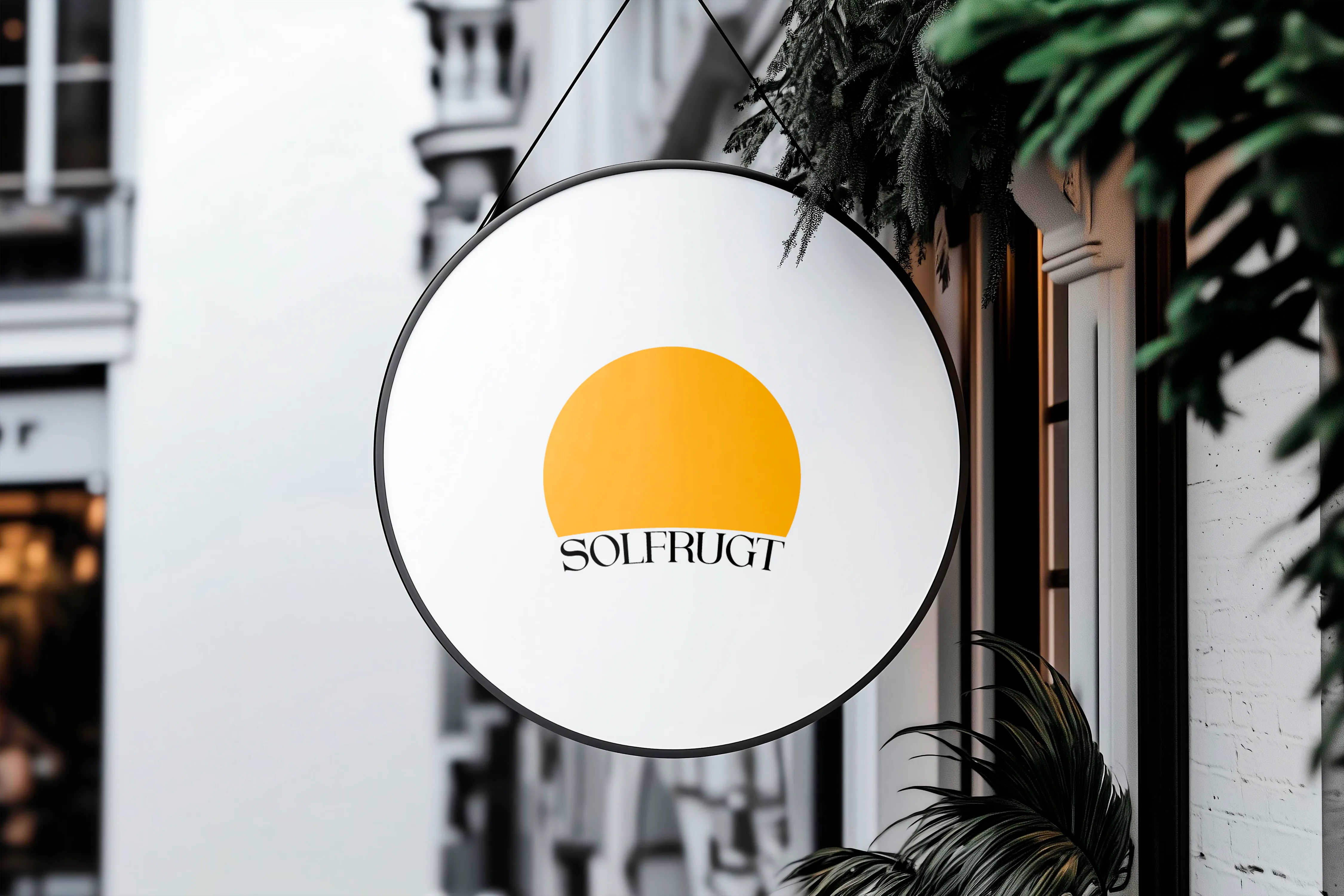 Solfrugt hanging sign
